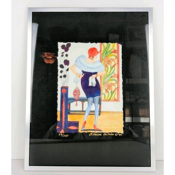 Elaine DeNiro 1920s Art Deco "On The Town" Signed Numbered 33/250 Gicle'e COA - Picture 3 of 6